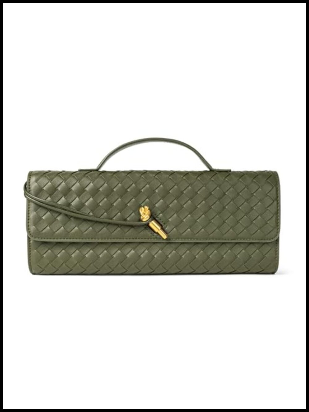 Woven Vegan Leather Evening Clutch Crossbody Bag